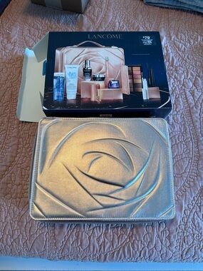 Lancome Metallic Rose Gold Embossed Cosmetic Case